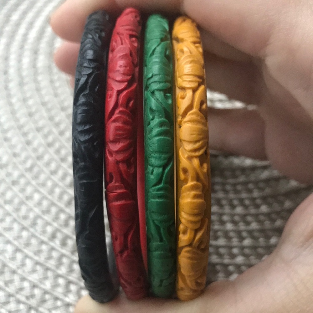 Intricate wooden bracelets